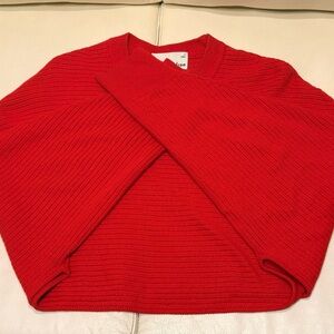 Aritzia Wilfred Cropped Red Bat Wing Ribbed Crew Sweater